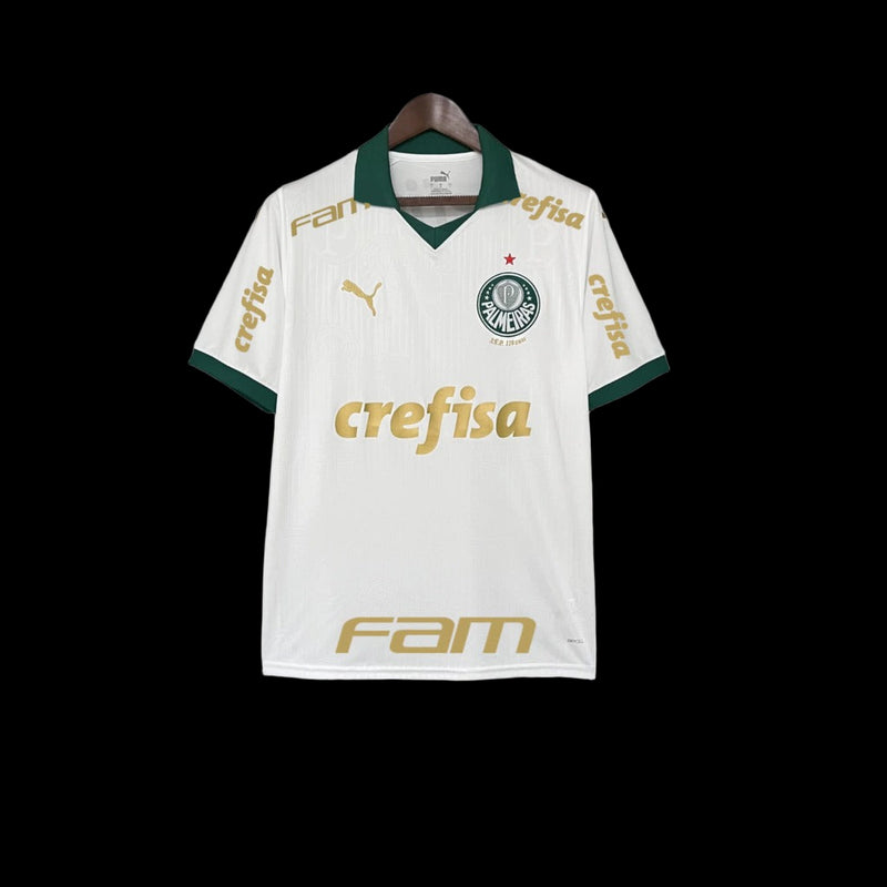 Camisa Palmeiras II 24/25 - Torcedor Puma Masculina - Branca com detalhes em verde e com patrocínio