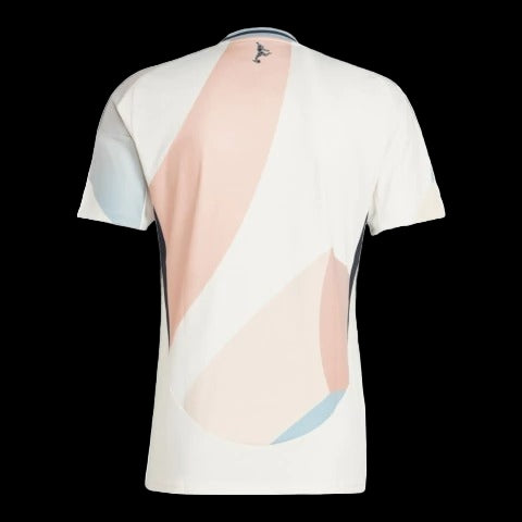 Camisa Seleção Espanha Eurocopa II 25/26 - Torcedor Adidas Masculina - Branca com detalhes em rosa e azul
