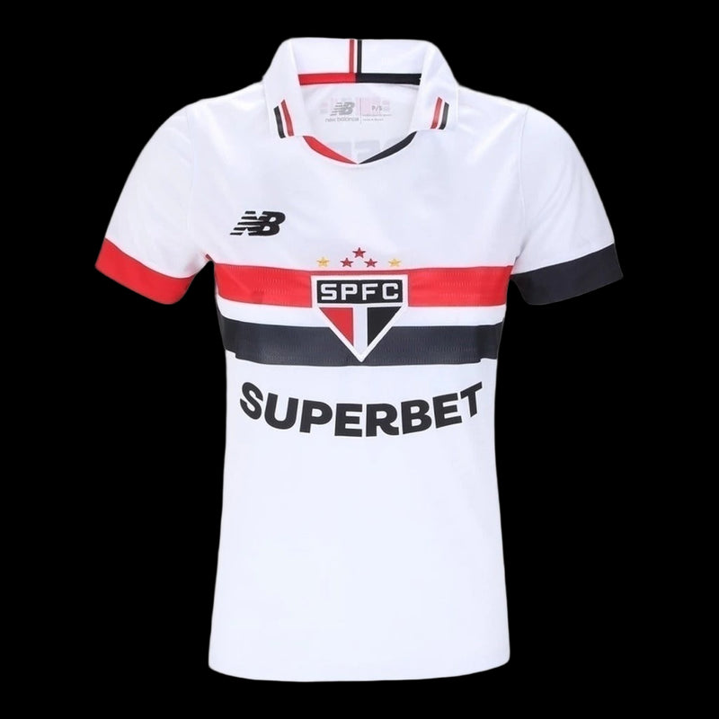 Camisa São Paulo I 24/25 - Torcedor New Balance Feminina - Branca e Com Patrocínio