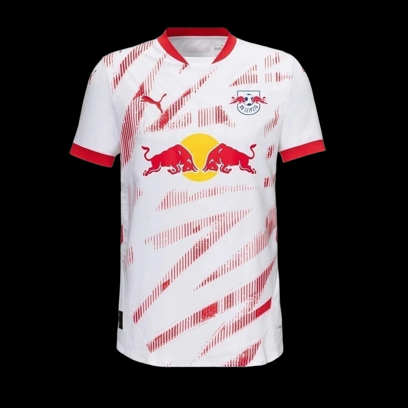 Camisa Red Bull Leipzig I 24/25 - Torcedor Puma Masculina - Branca com detalhes em vermelho