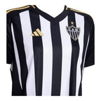 Camisa Atlético Mineiro I 25/26 - Torcedor Adidas Feminina - Preta com listras branca com detalhes em amarelo
