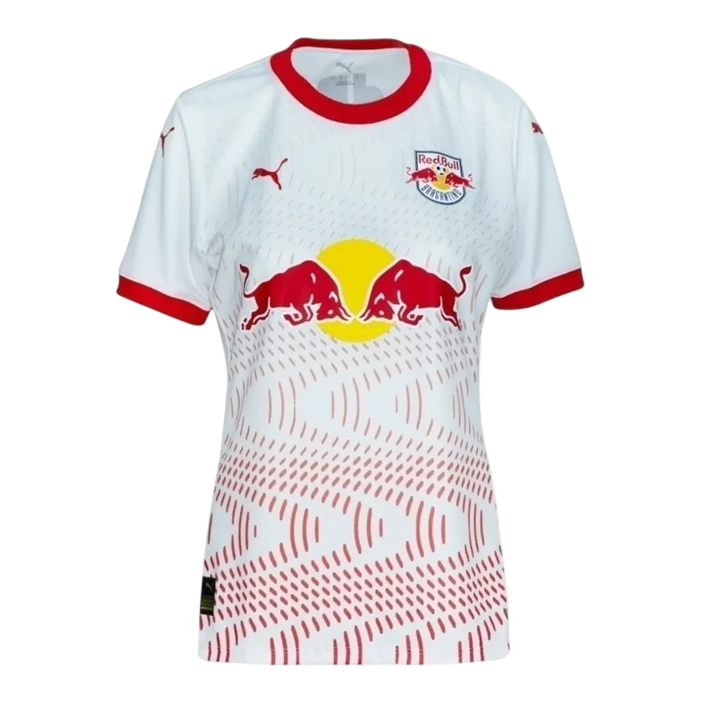 Camisa Red Bull Bragantino I 25/26 - Torcedor Puma Feminina - Branca com detalhes em vermelho
