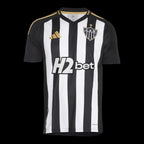 Camisa Atlético Mineiro I 25/26 - Torcedor Adidas Masculina - Preta com listras brancas com detalhes em amarelo e Com Patrocínio