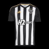 Camisa Atlético Mineiro I 25/26 - Torcedor Adidas Masculina - Preta com listras brancas com detalhes em amarelo e Com Patrocínio