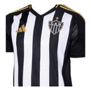 Camisa Atlético Mineiro I 25/26 - Torcedor Adidas Masculina - Preta com listras brancas com detalhes em amarelo e Com Patrocínio
