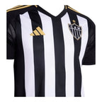 Camisa Atlético Mineiro I 25/26 - Torcedor Adidas Masculina - Preta com listras brancas com detalhes em amarelo e Com Patrocínio