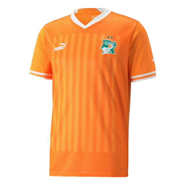 Camisa Costa do Marfim I 22/23 Torcedor Puma Masculina - Laranja