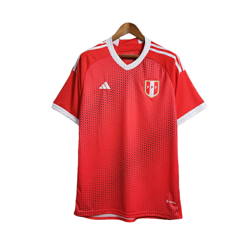 Camisa Seleção Peru II 23/24 - Torcedor Adidas Masculina - Vermelha com detalhes em branco e dourado