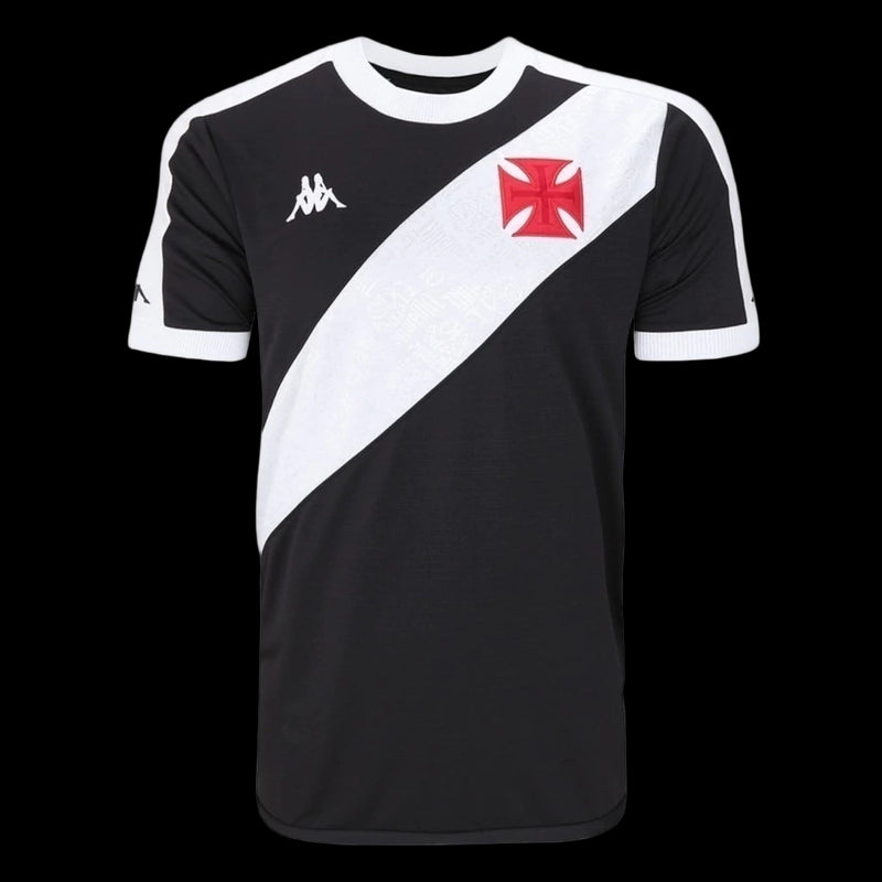 Camisa Vasco da Gama I 24/25 - Torcedor Kappa Masculina - Preta e branca