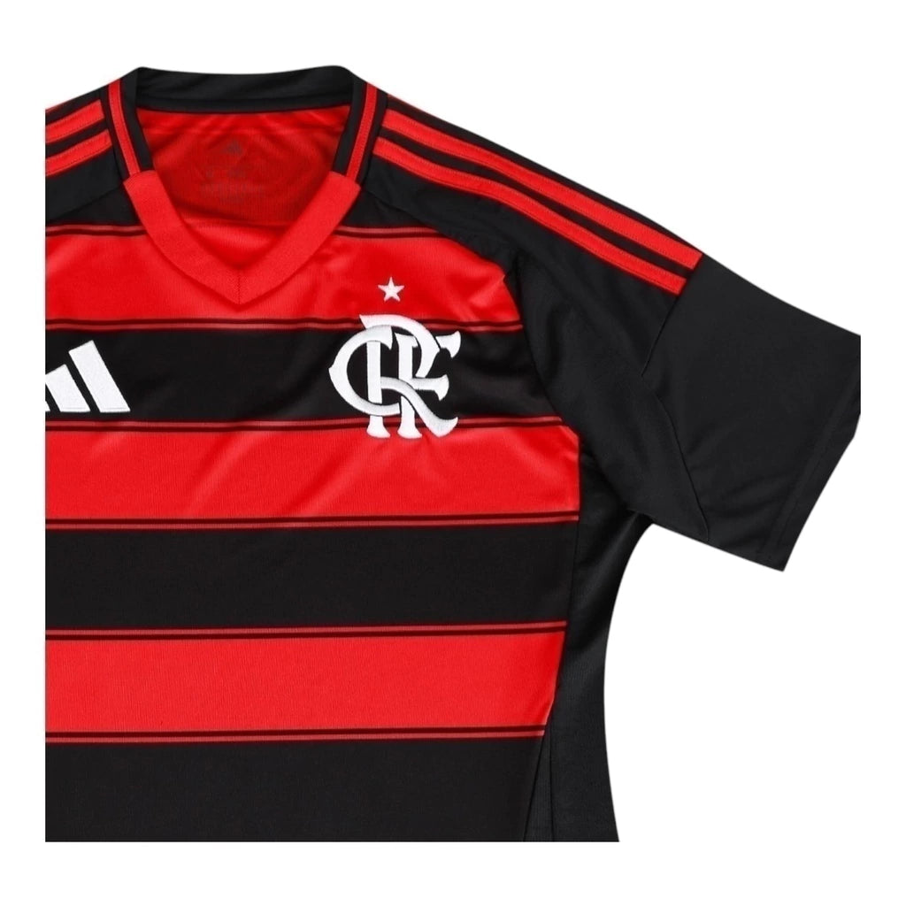 Camisa Flamengo I 25/26 - Torcedor Adidas Feminina - Preta e vermelha