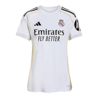 Camisa Real de Madrid I 25/26 - Torcedor Adidas Feminina - Branca com detalhes em cinza e amarelo