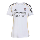 Camisa Real de Madrid I 25/26 - Torcedor Adidas Feminina - Branca com detalhes em cinza e amarelo