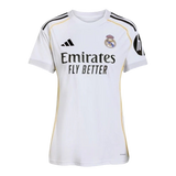 Camisa Real de Madrid I 25/26 - Torcedor Adidas Feminina - Branca com detalhes em cinza e amarelo