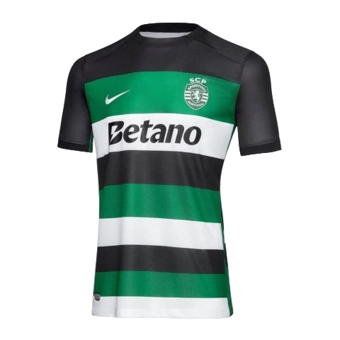 Camisa Sporting Lisboa I 24/25 - Torcedor Nike Masculina - Preta com detalhes em verde e branco
