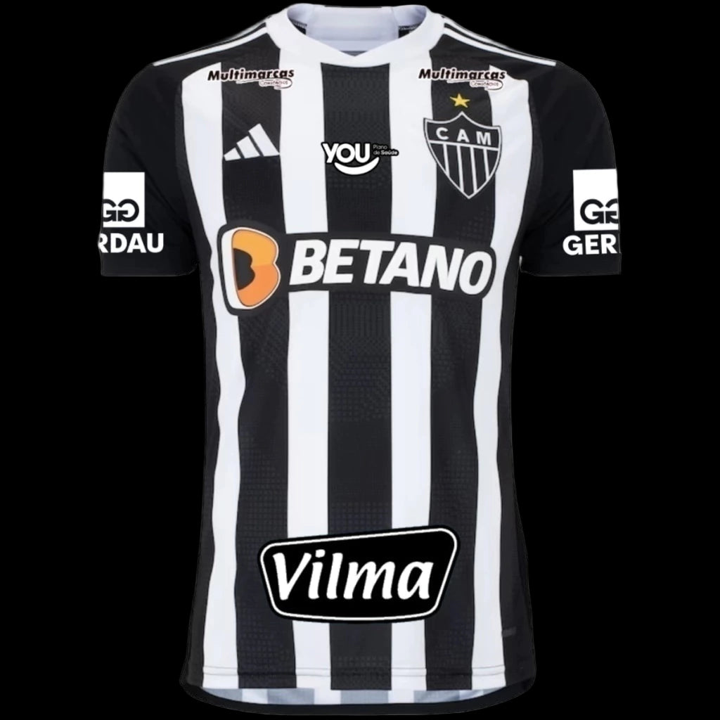 Camisa Atlético Mineiro I 24/25 - Torcedor Adidas Masculina - Preta e branca com Patrocinio