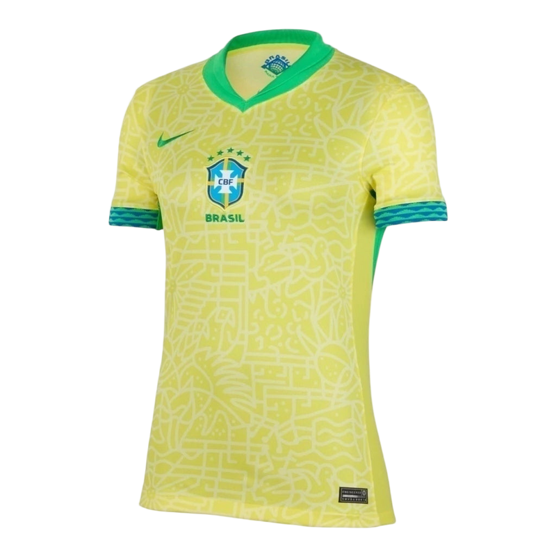 Camisa Seleção Brasileira I 24/25 - Torcedor Nike Feminina - Amarela com detalhes em verde
