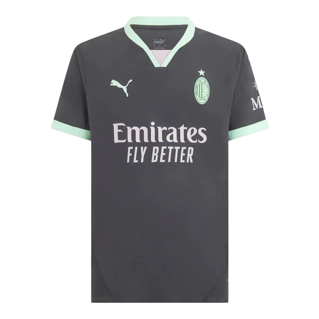 Camisa AC Milan III 24/25 - Torcedor Puma Masculina - Cinza com detalhes em verde