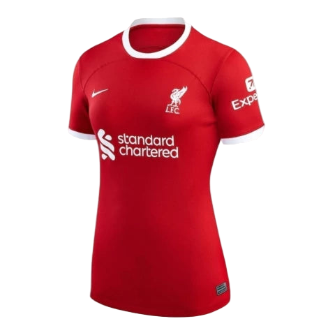 Camisa Liverpool I 23/24 - Torcedor Nike Feminina - Vermelha com detalhes em branco