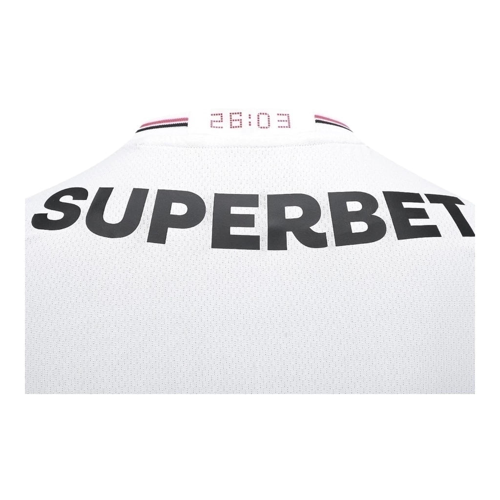 Camisa São Paulo I 25/26 - Torcedor New Balance Masculina - Branca com detalhes em vermelho e preto