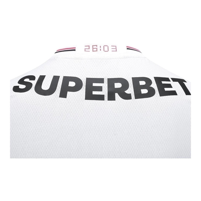 Camisa São Paulo I 25/26 - Torcedor New Balance Masculina - Branca com detalhes em vermelho e preto