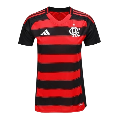 Camisa Flamengo I 25/26 - Torcedor Adidas Feminina - Preta e vermelha