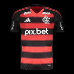 Camisa Flamengo I 25/26 - Torcedor Adidas Masculina - Preta e vermelha e Com Patrocínio