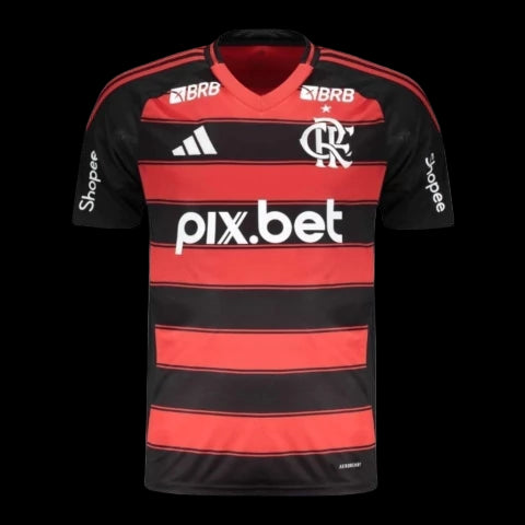 Camisa Flamengo I 25/26 - Torcedor Adidas Masculina - Preta e vermelha e Com Patrocínio