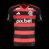 Camisa Flamengo I 25/26 - Torcedor Adidas Masculina - Preta e vermelha e Com Patrocínio