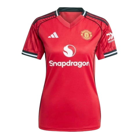 Camisa Manchester United I 25/26 - Torcedor Adidas Feminina - Vermelha com detalhes em preto