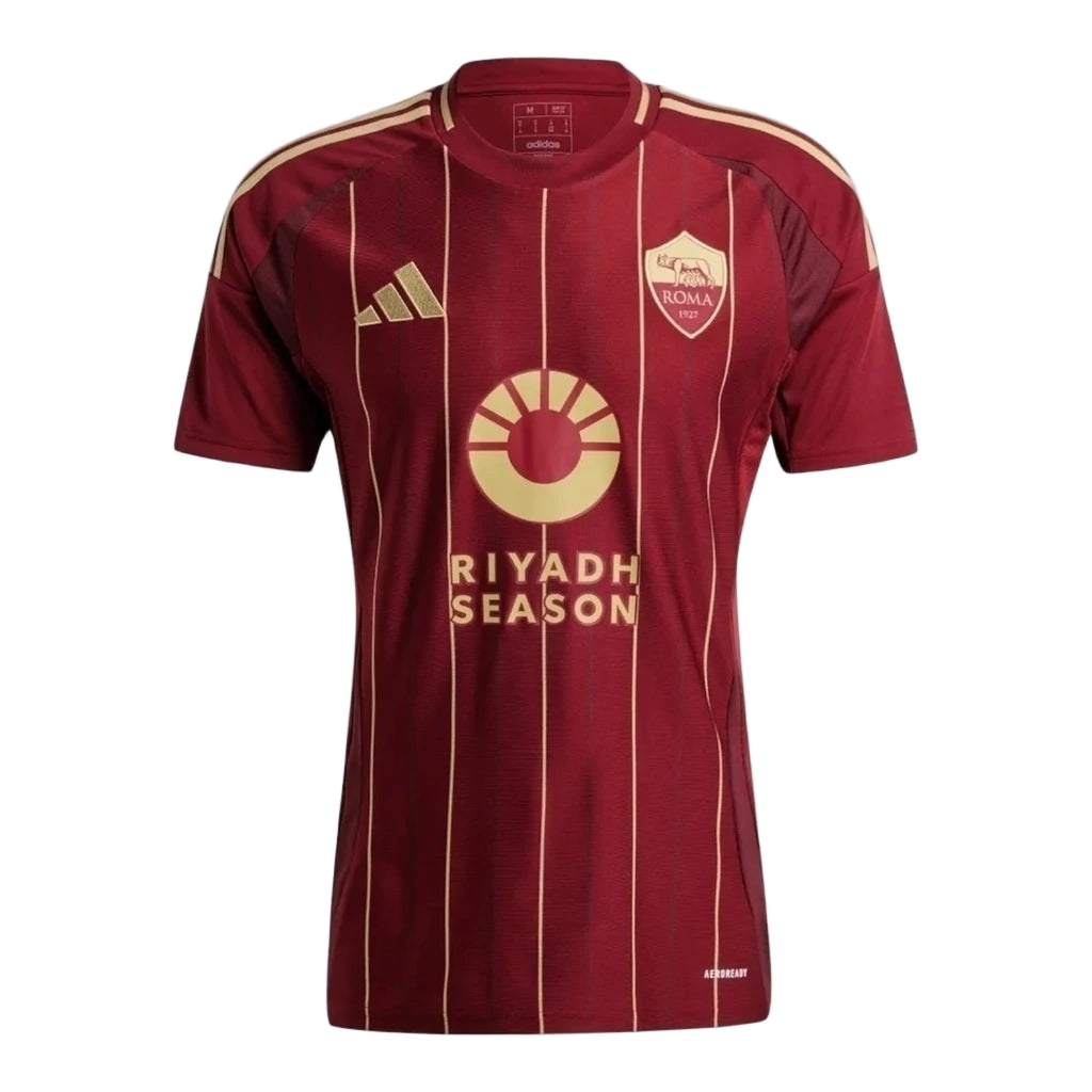 Camisa Roma I 24/25 - Torcedor Adidas Masculina - Vermelho com detalhes em dourado