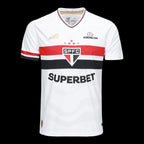 Camisa São Paulo I 25/26 - Torcedor New Balance Masculina - Branca com detalhes em vermelho e preto