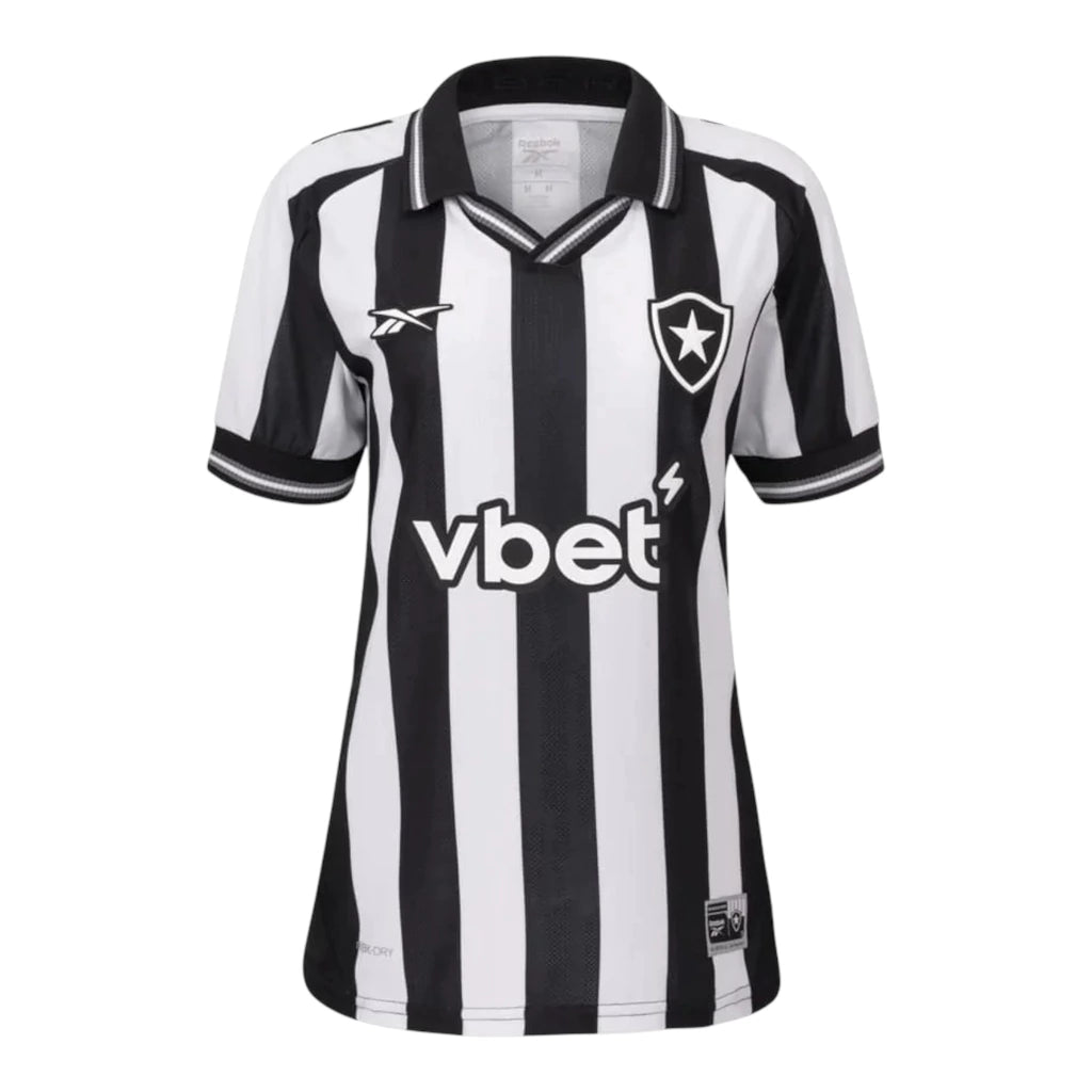 Camisa Botafogo I 25/26 - Torcedor Reebok Feminina - Preta e branca