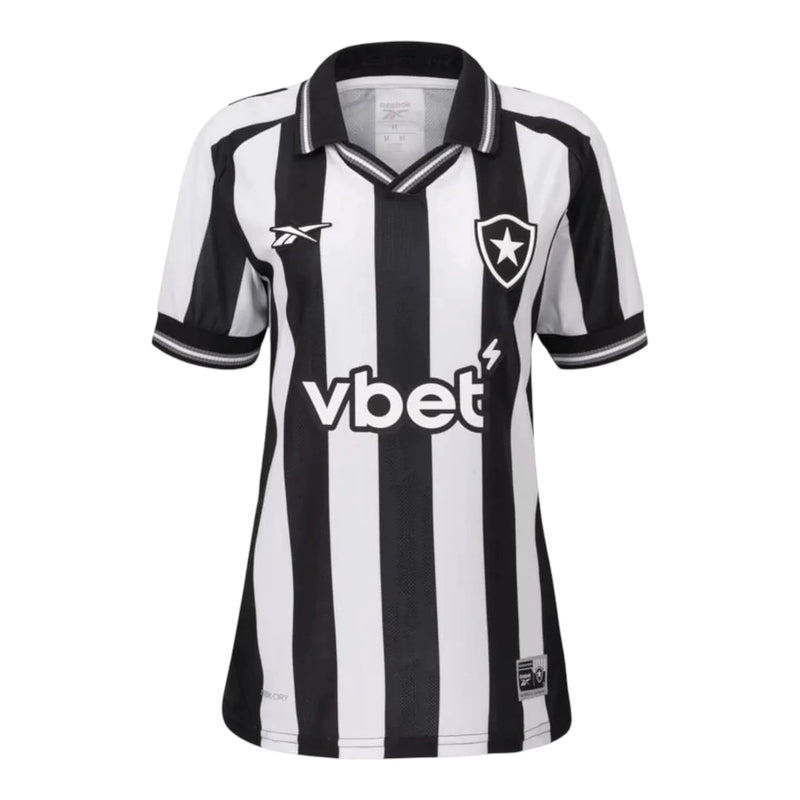 Camisa Botafogo I 25/26 - Torcedor Reebok Feminina - Preta e branca