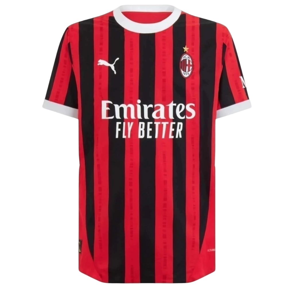 Camisa AC Milan I 24/25 - Torcedor Puma Masculina - Vermelha e preta com detalhes em branco