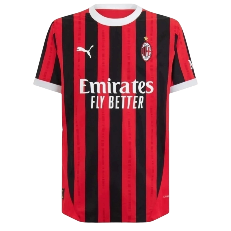 Camisa AC Milan I 24/25 - Torcedor Puma Masculina - Vermelha e preta com detalhes em branco