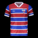 Camisa Fortaleza I 25/26 - Torcedor Volt Masculina - Azul e vermelha com listras em branco
